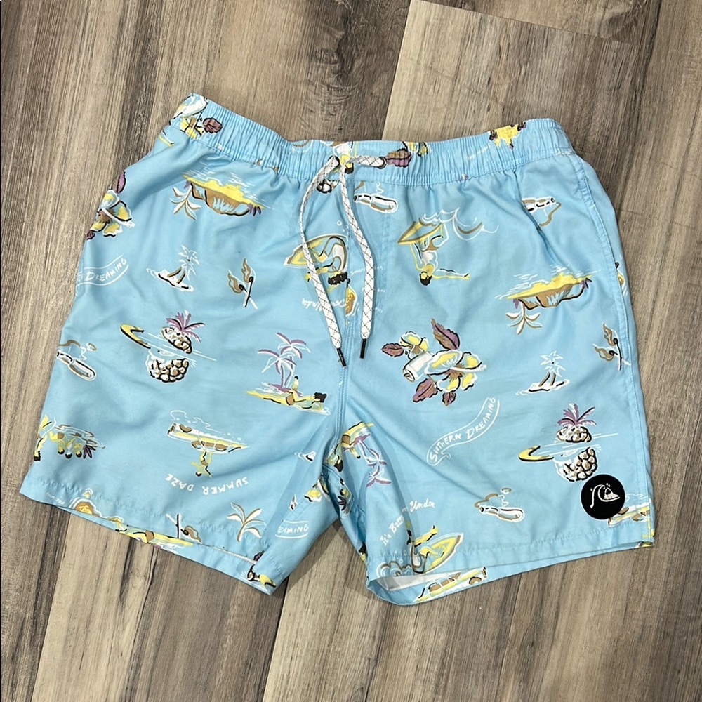 Quiksilver Light Blue Hawaiian Volley Shorts